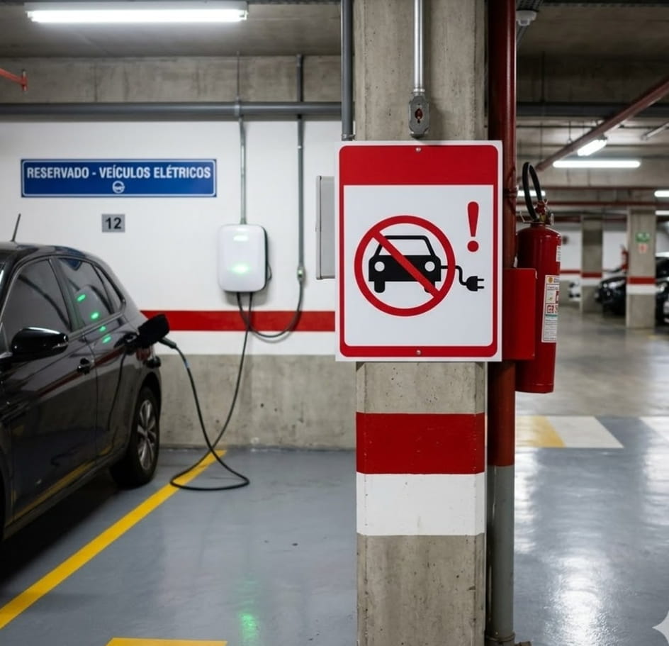 Infraestrutura de recarga para veículos elétricos em garagem de condomínio no Vale do Paraíba